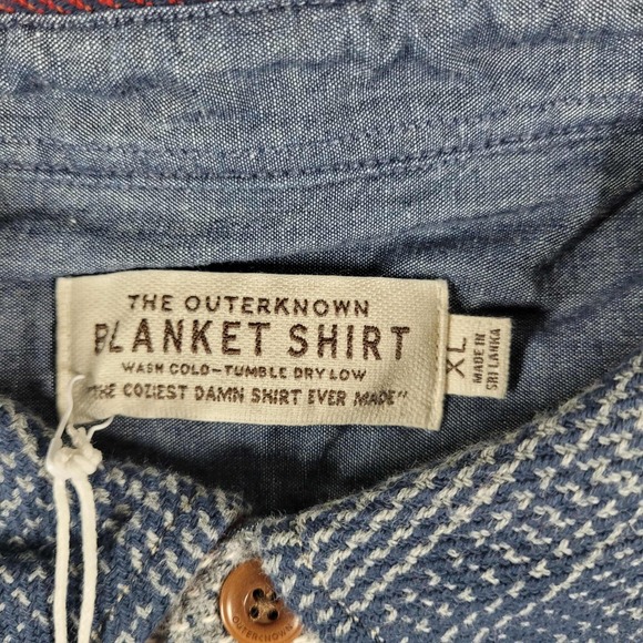 Outerknown Blanket Shirt Men's XL Red White Blue Plaid Flannel Heavy NWT - Picture 6 of 9